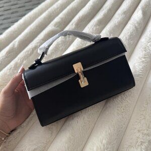 Neiman Marcus Black Small Purse Top Handle Interlock Evening Bag